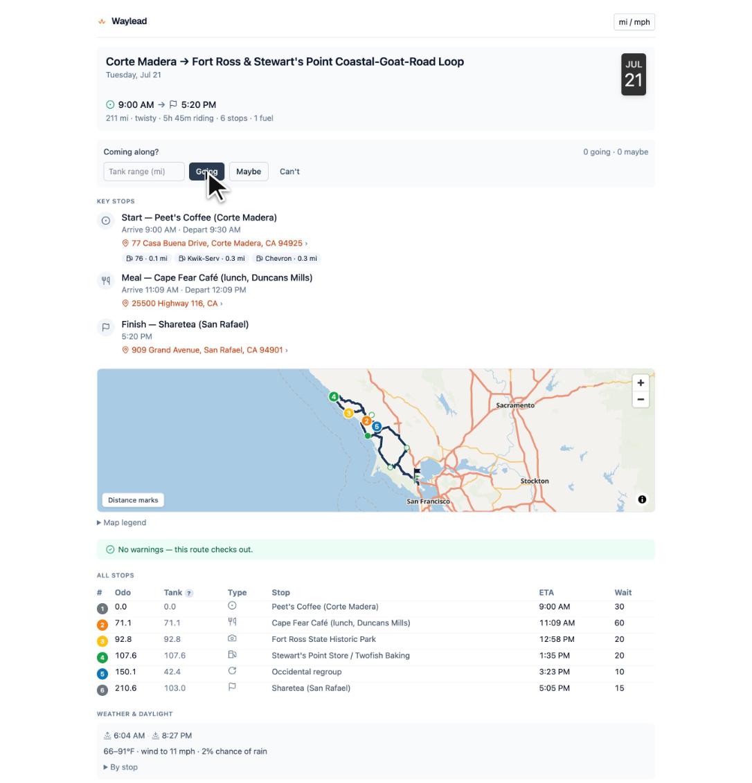 Rider page